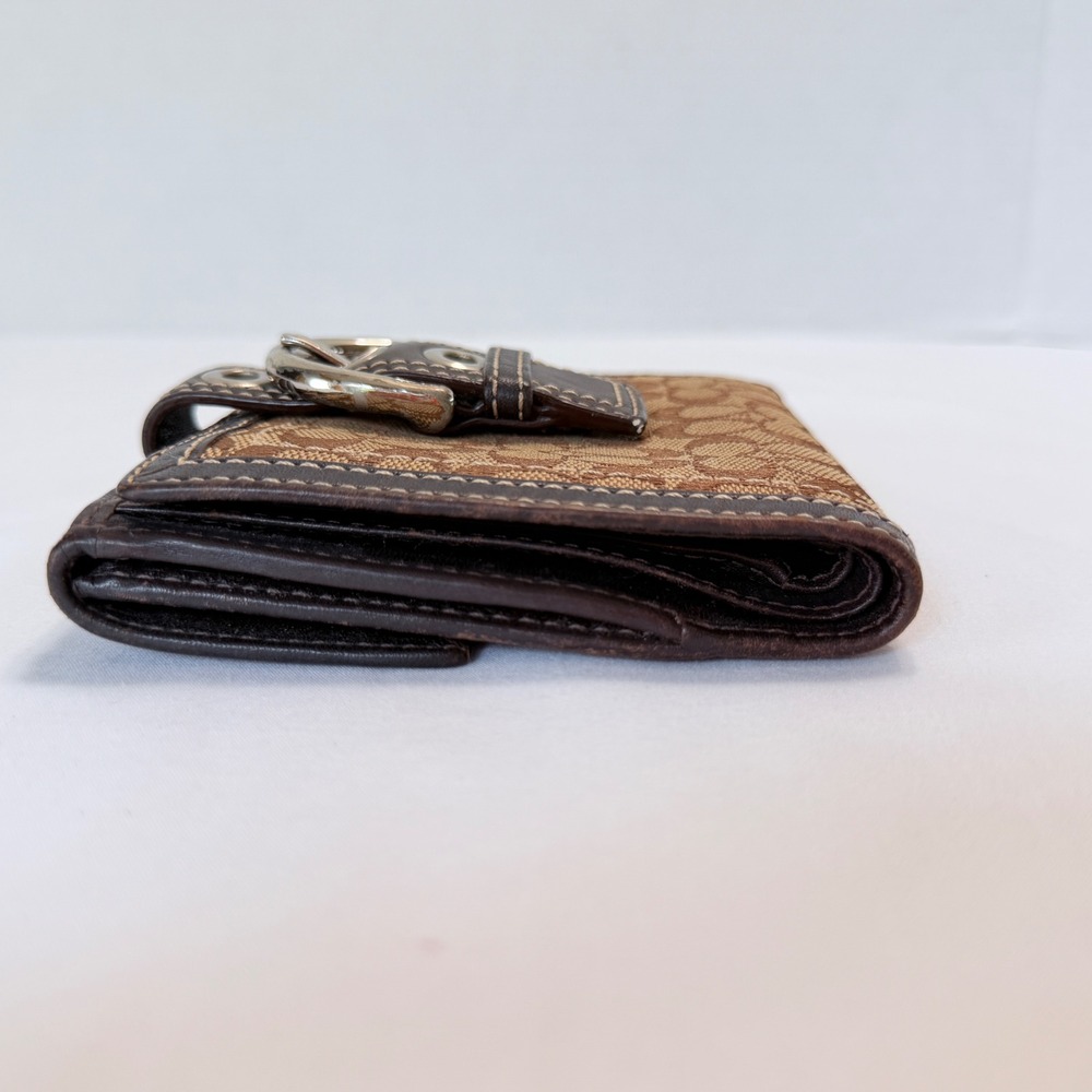 Coach SOHO Bifold Wallet Womens Brown Signature Jacquard Buckle Snap - Picture 5 of 16